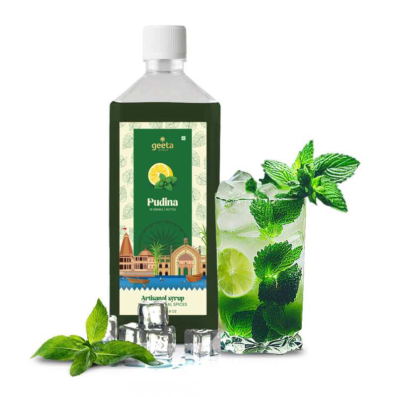 Refresh with Geeta Syrup's Pudina - Natural Mint Flavoured Syrup for Drinks and Fruits