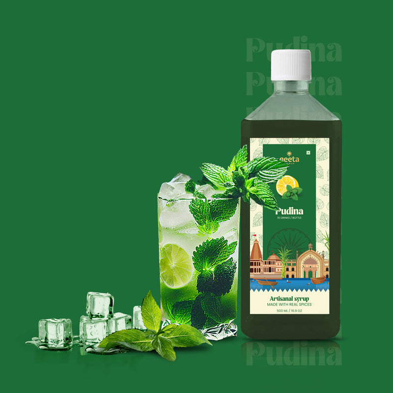 Refresh with Geeta Syrup's Pudina - Natural Mint Flavoured Syrup for Drinks and Fruits
